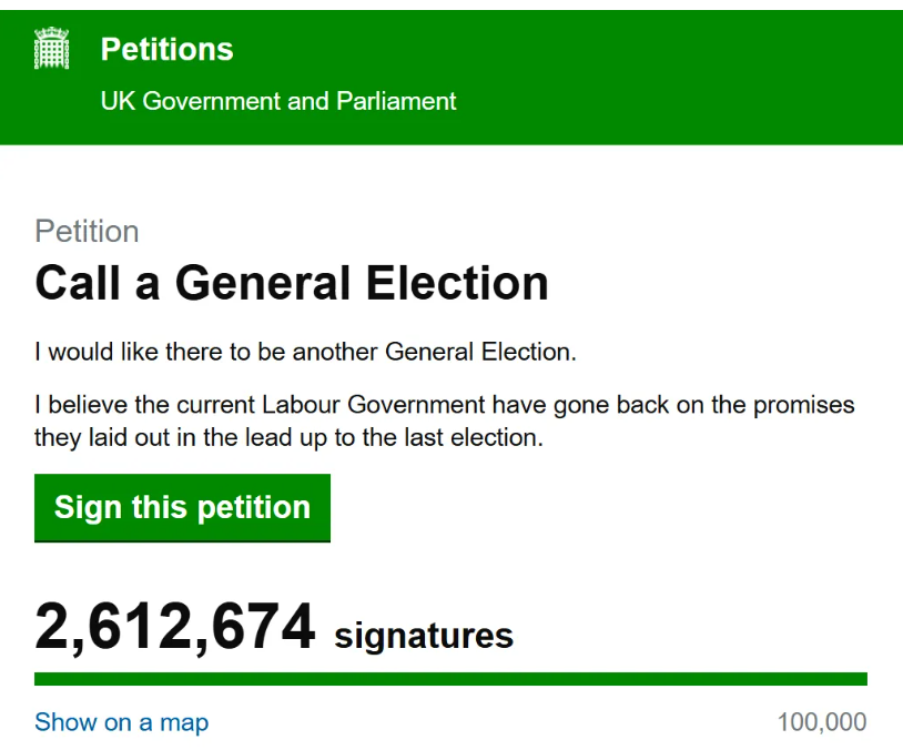 英国公投废掉首相？斯塔默上台4个月表现差劲，260万英国人要求重新大选